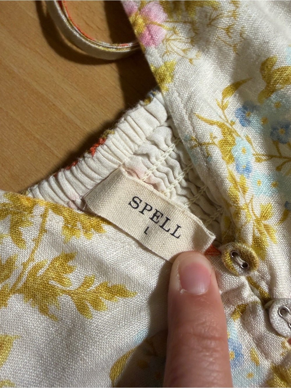 Spell Flora Linen Midi Dress Patch Pockets Large Cottage Whimsical‎ - Picture 10 of 16
